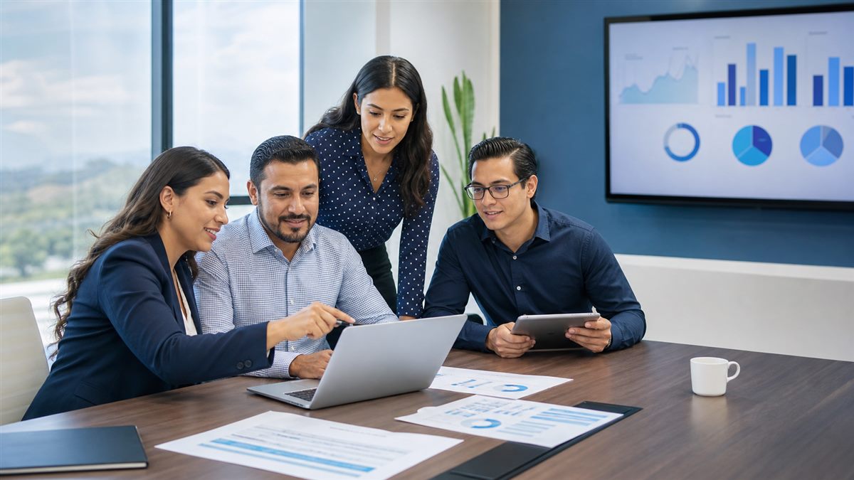 Equipo de contabilidad, administración y nómina trabajando durante una capacitación